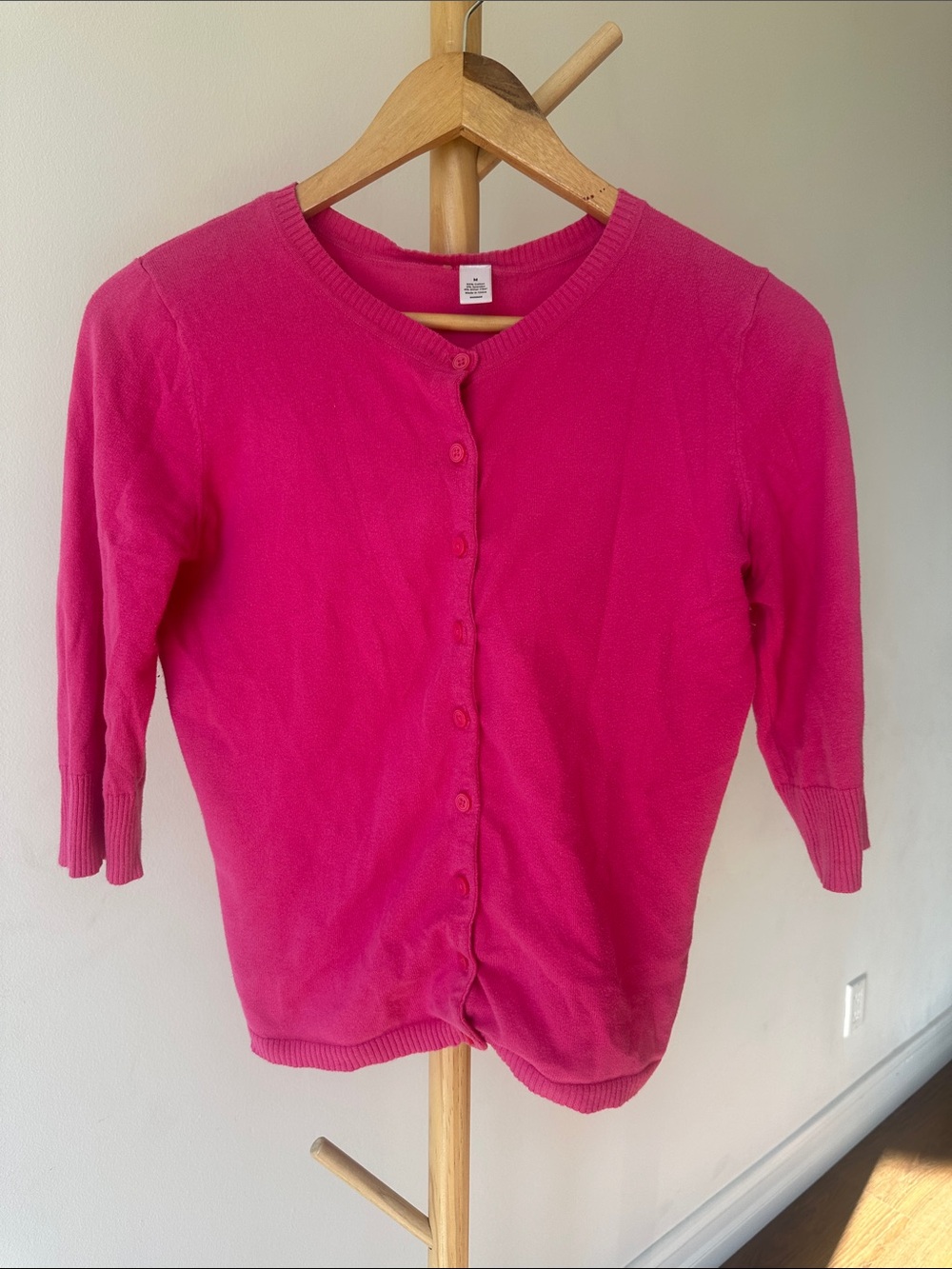 Bright Pink Button-Up Cardigan